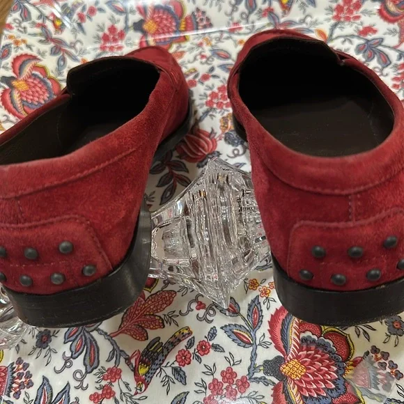 Tod’s Red Suede Size 39 Driving Shoes Loafers EUC - Picture 5 of 11
